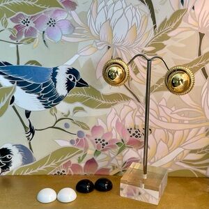 VINTAGE GOLD TONE INTERCHANGEABLE BUTTON EARRINGS PIERCED STYLE